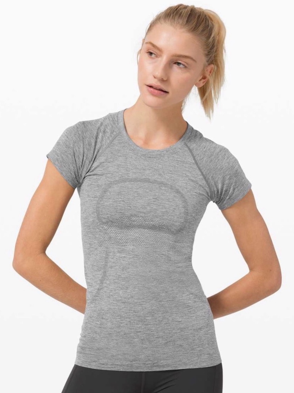 Lululemon Athletica Gray Short Sleeve Swiftly Tech Long Length Tee Size 4